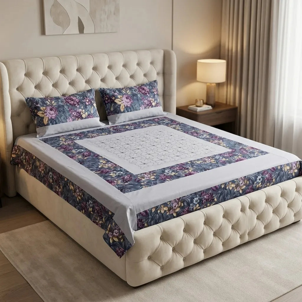 Patched Bedsheet by Pinsstripe– For Double Bed-100% Cotton