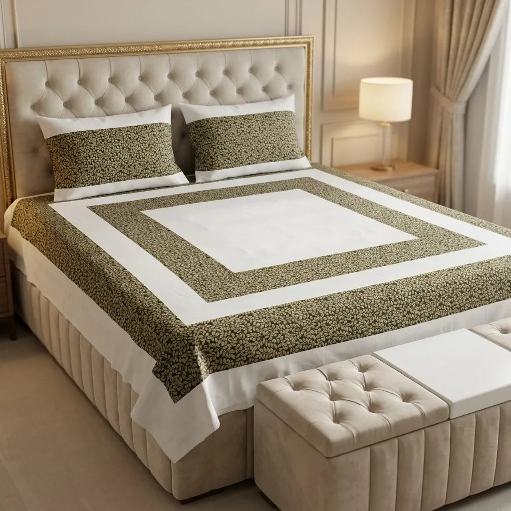 Patched Bedsheet by Pinsstripe– For Double Bed-100% Cotton