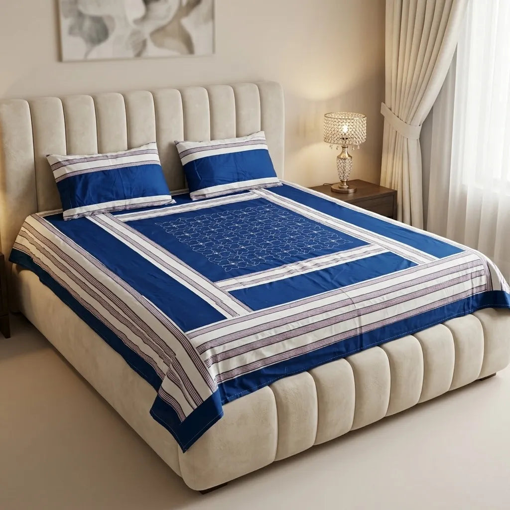 Patched Bedsheet by Pinsstripe– For Double Bed-100% Cotton