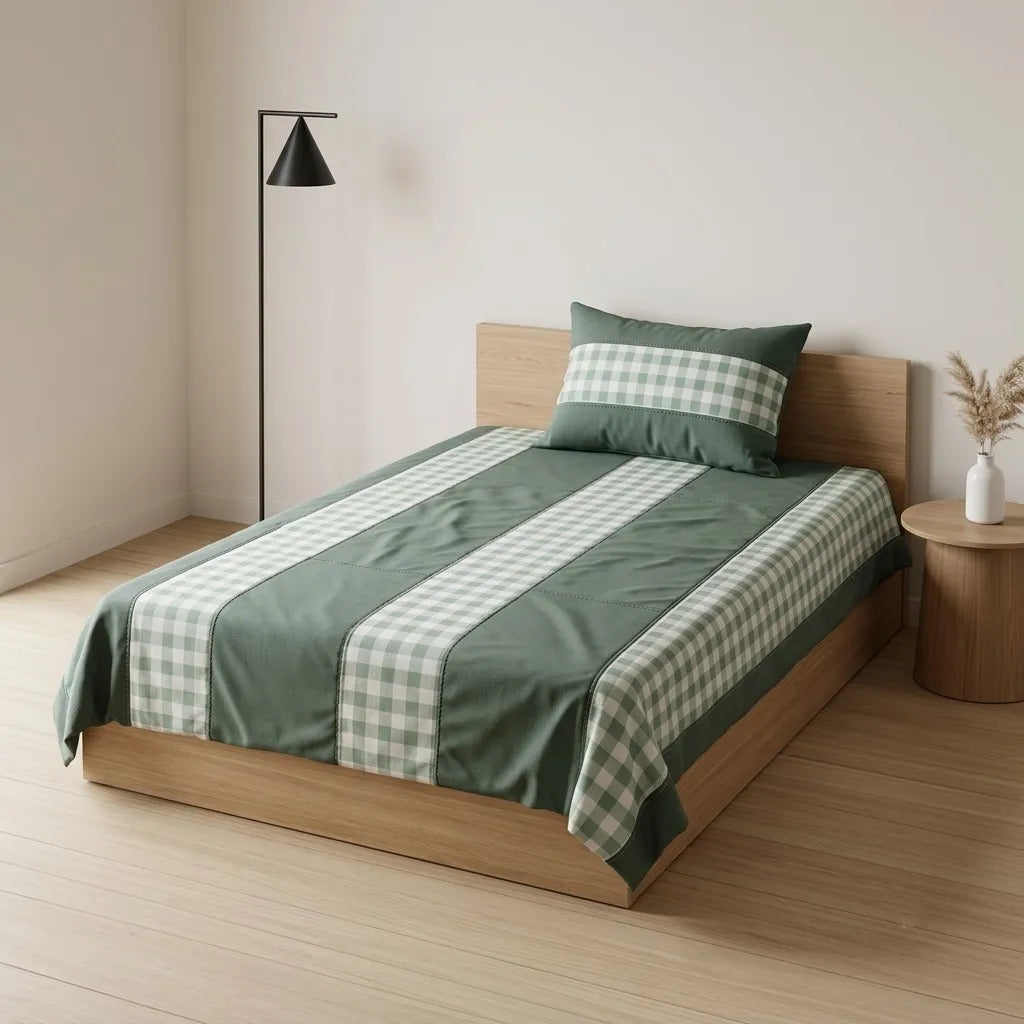 Patched Bedsheet by Pinsstripe – Single Bed, 100% Cotton