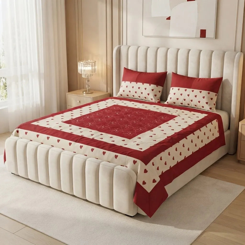 Patched Bedsheet by Pinsstripe– For Double Bed-100% Cotton