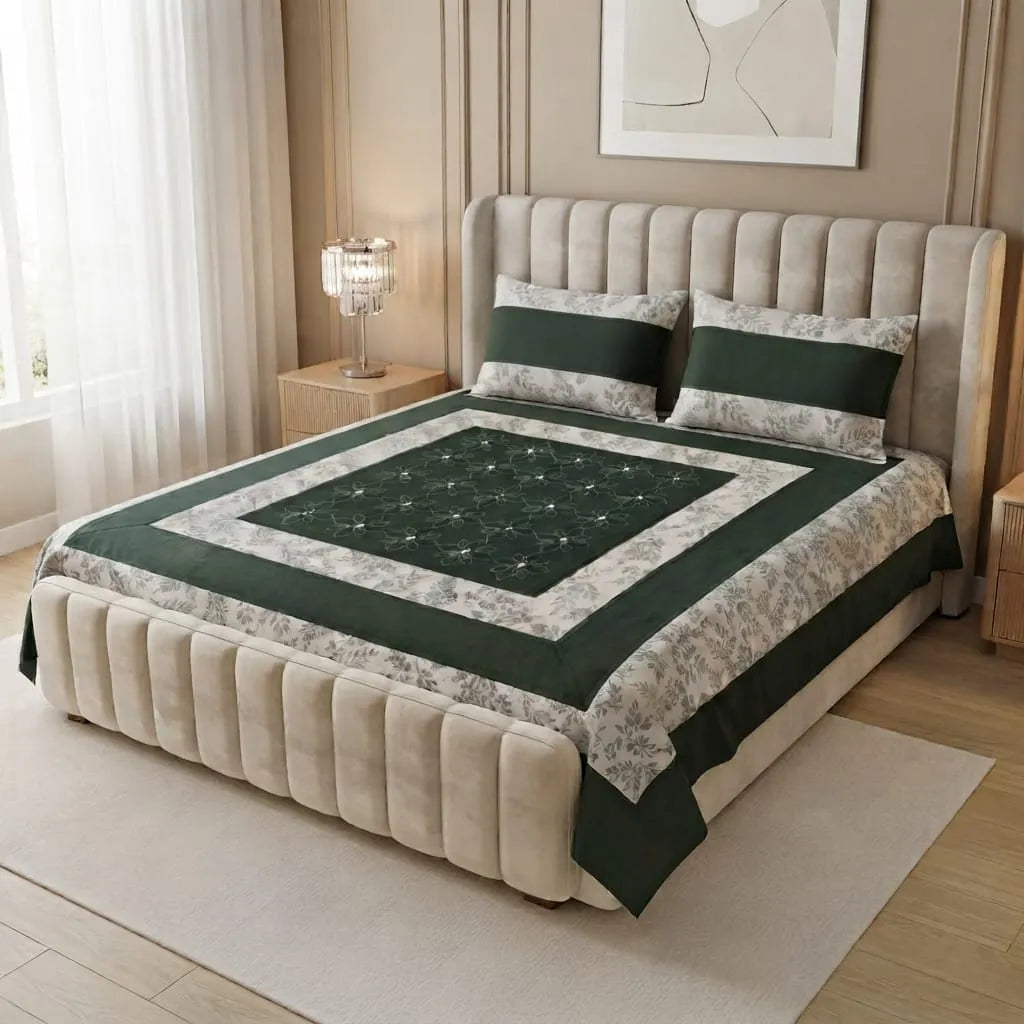 Patched Bedsheet by Pinsstripe– For Double Bed-100% Cotton