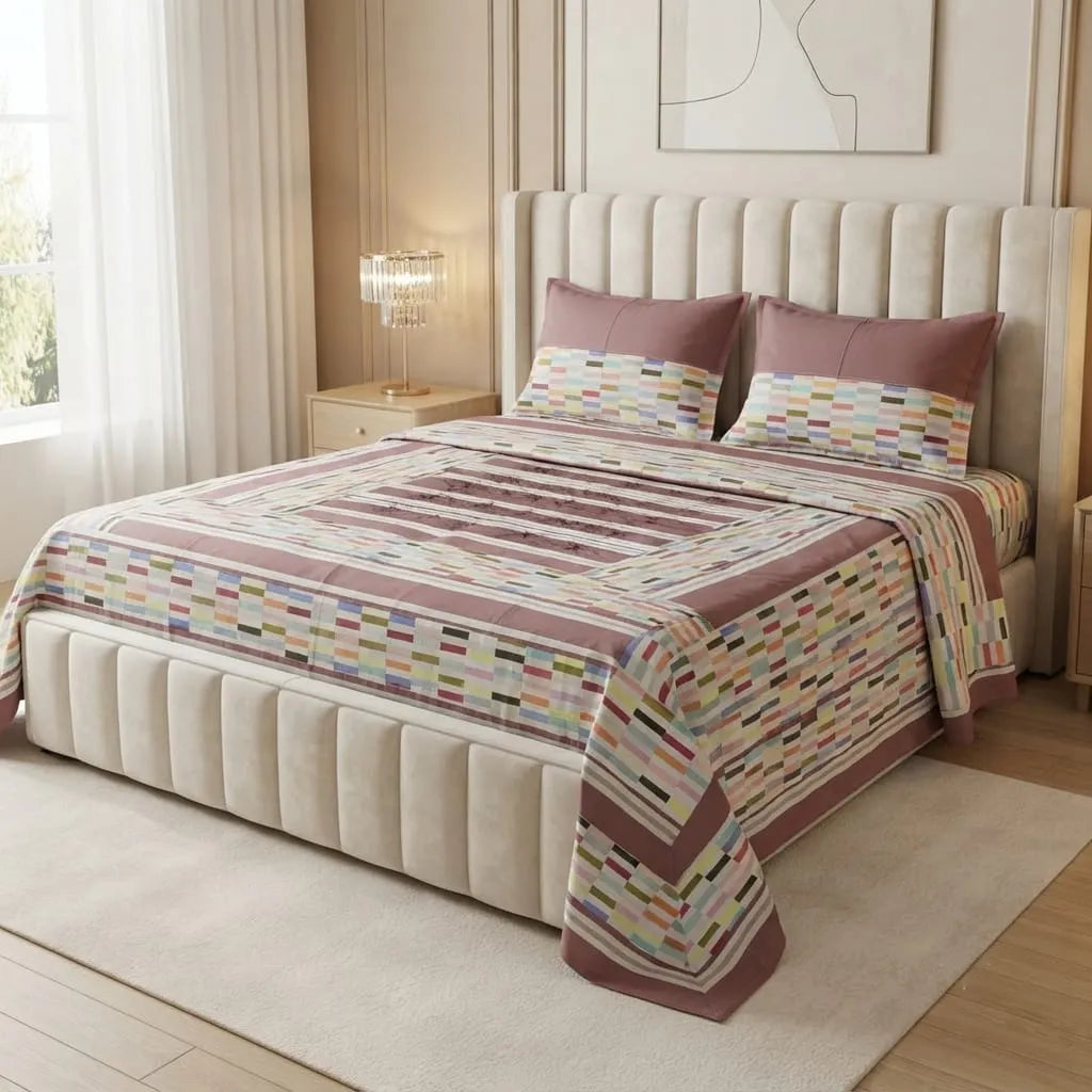 Patched Bedsheet by Pinsstripe– For Double Bed-100% Cotton
