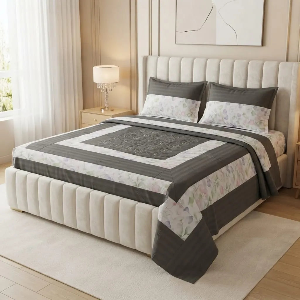 Patched Bedsheet by Pinsstripe– For Double Bed-100% Cotton