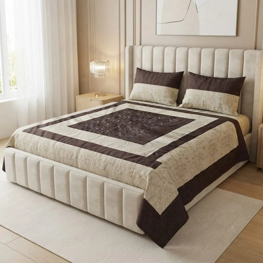 Patched Bedsheet by Pinsstripe– For Double Bed-100% Cotton