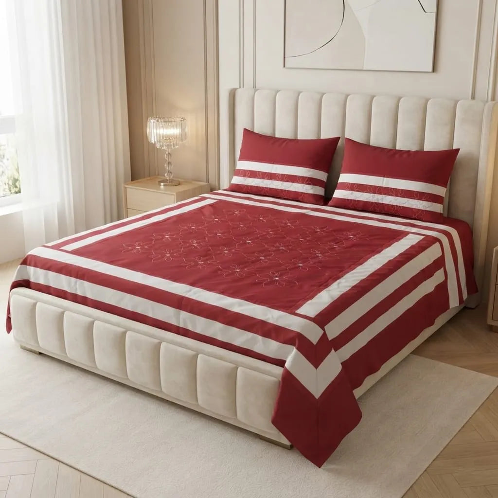 Patched Bedsheet by Pinsstripe– For Double Bed-100% Cotton