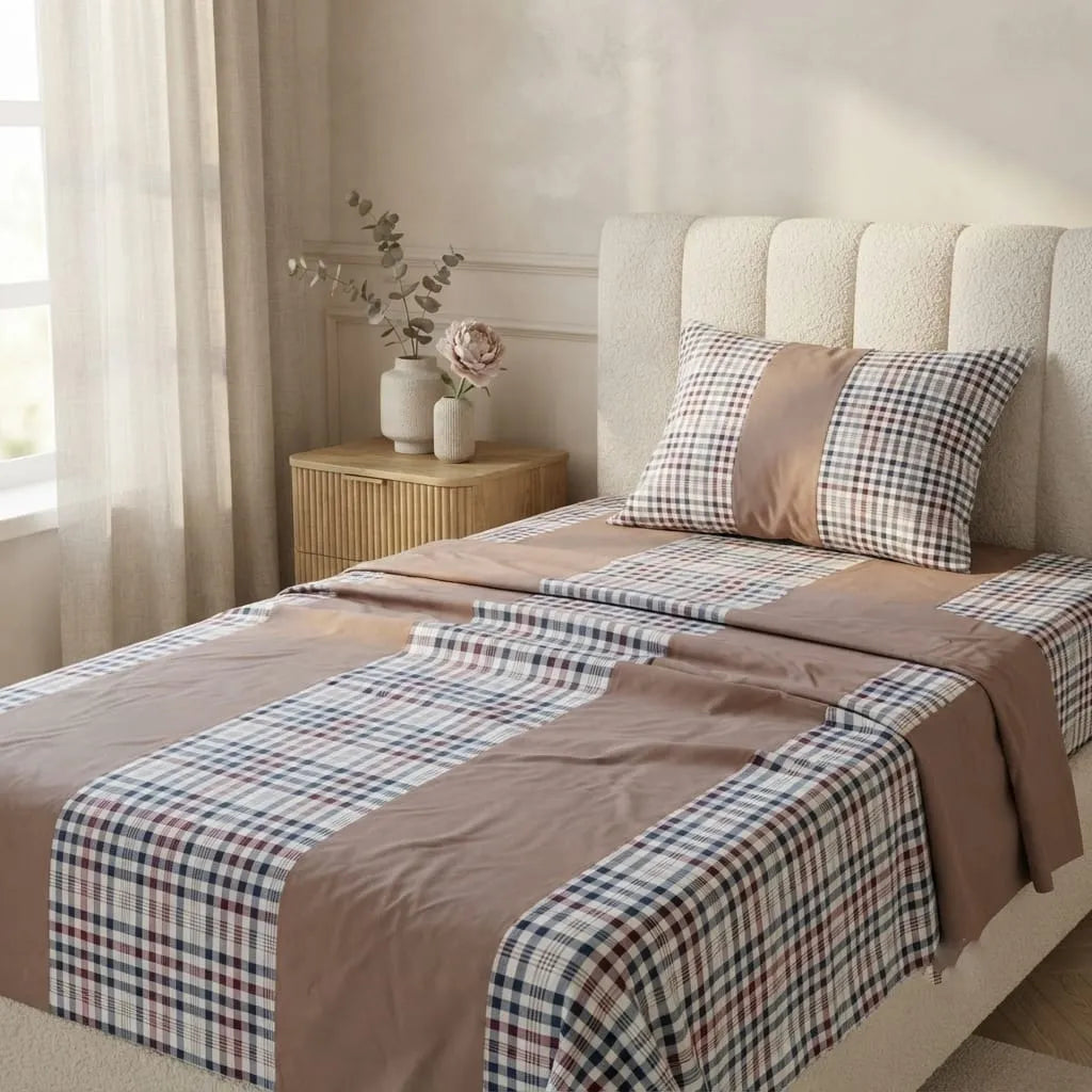 Patched Bedsheet by Pinsstripe – Single Bed, 100% Cotton