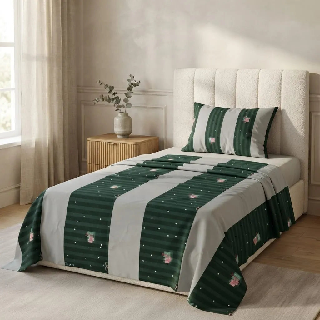 Patched Bedsheet by Pinsstripe – Single Bed, 100% Cotton