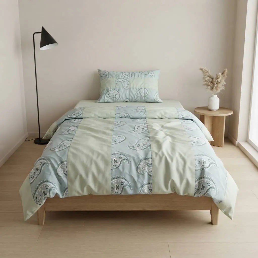 Patched Bedsheet by Pinsstripe – Single Bed, 100% Cotton