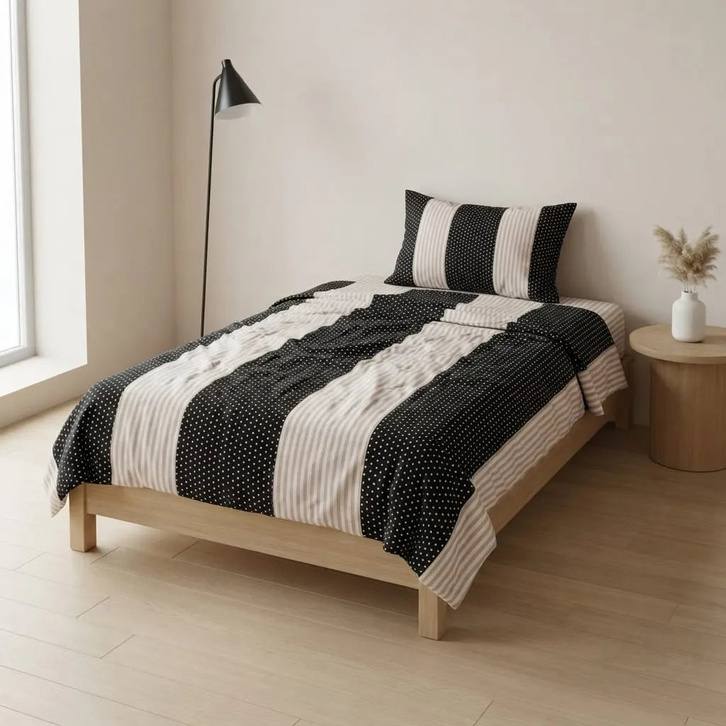 Patched Bedsheet by Pinsstripe – Single Bed, 100% Cotton