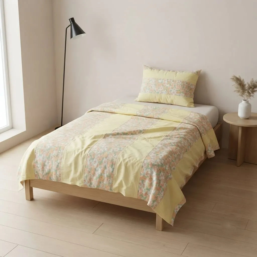 Patched Bedsheet by Pinsstripe – Single Bed, 100% Cotton