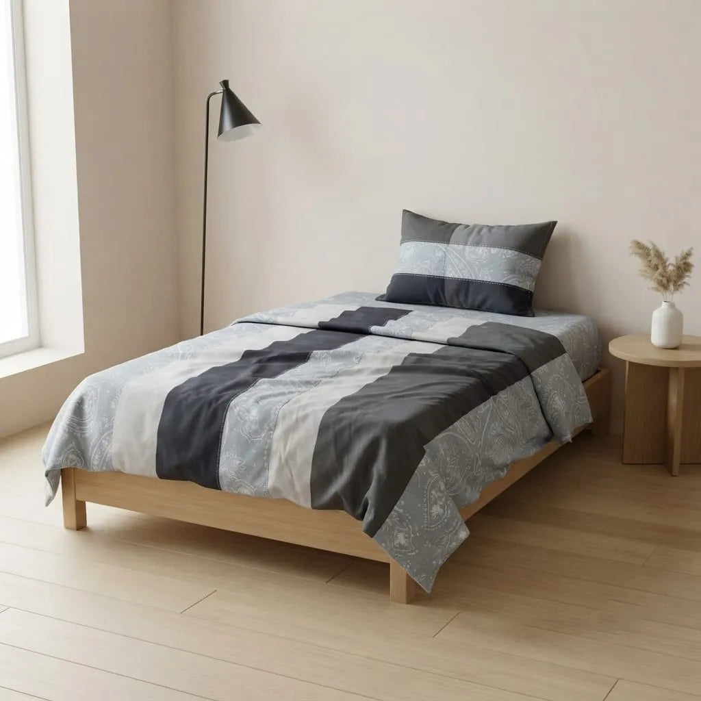 Patched Bedsheet by Pinsstripe – Single Bed, 100% Cotton