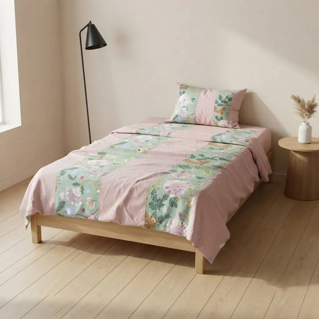 Patched Bedsheet by Pinsstripe – Single Bed, 100% Cotton