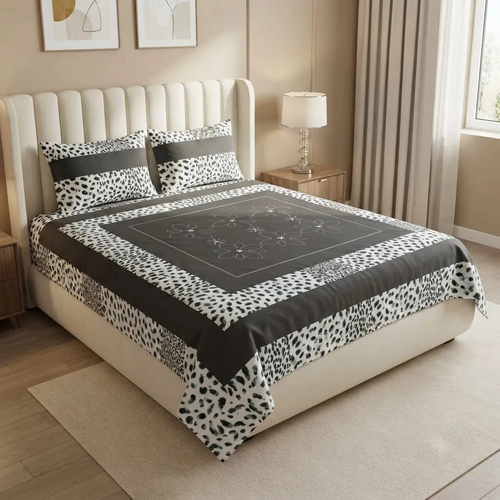 Patched Bedsheet by Pinsstripe– For Double Bed-100% Cotton