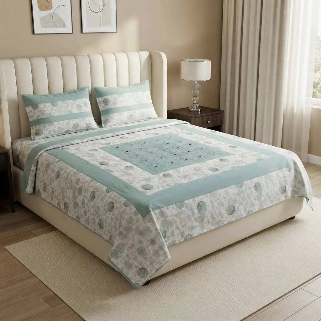 Patched Bedsheet by Pinsstripe– For Double Bed-100% Cotton