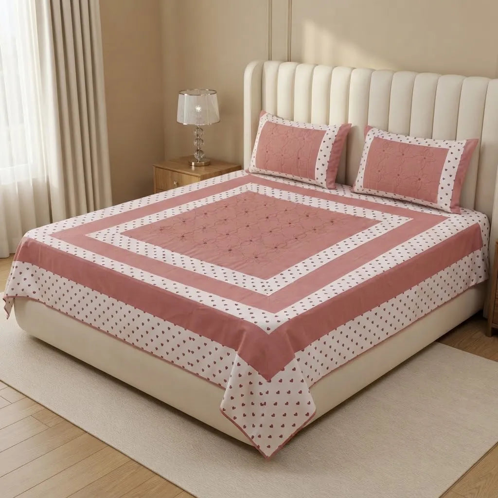 Patched Bedsheet by Pinsstripe– For Double Bed-100% Cotton