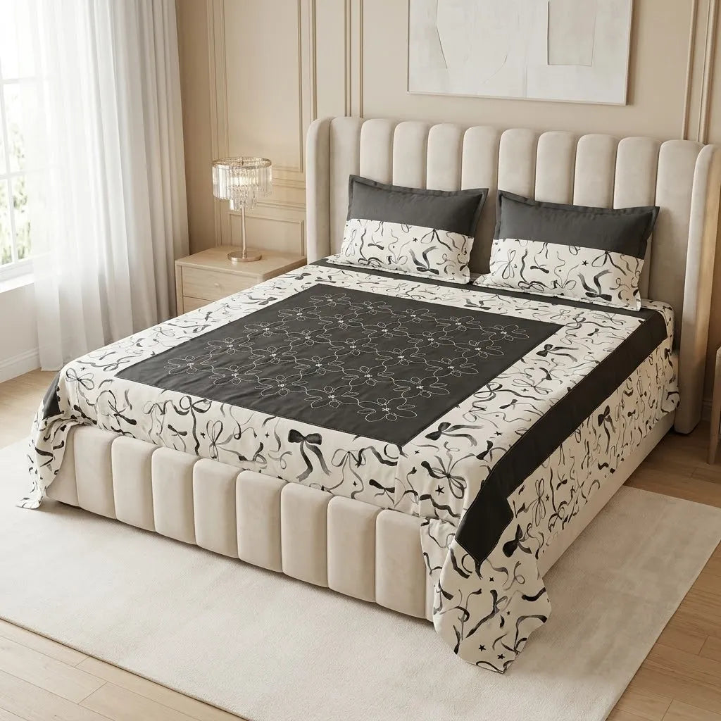 Patched Bedsheet by Pinsstripe– For Double Bed-100% Cotton