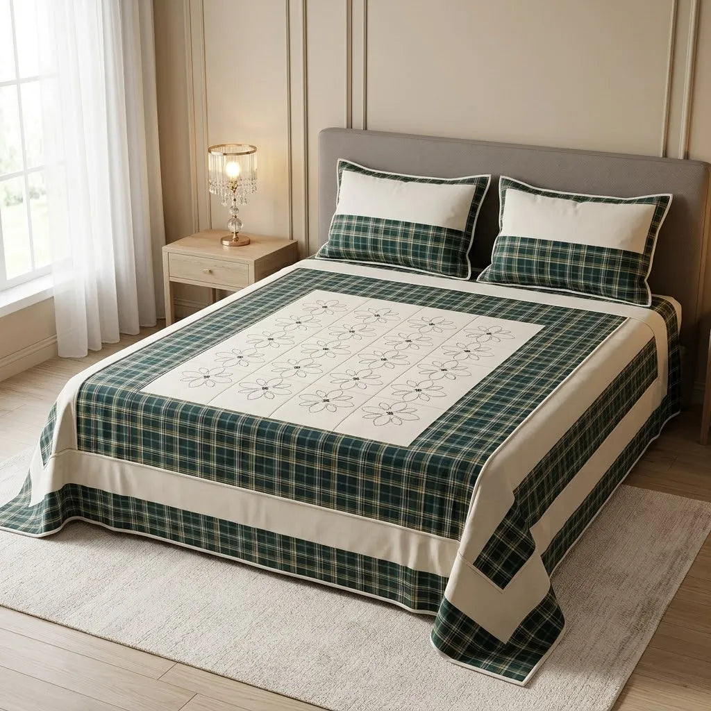 Patched Bedsheet by Pinsstripe– For Double Bed-100% Cotton