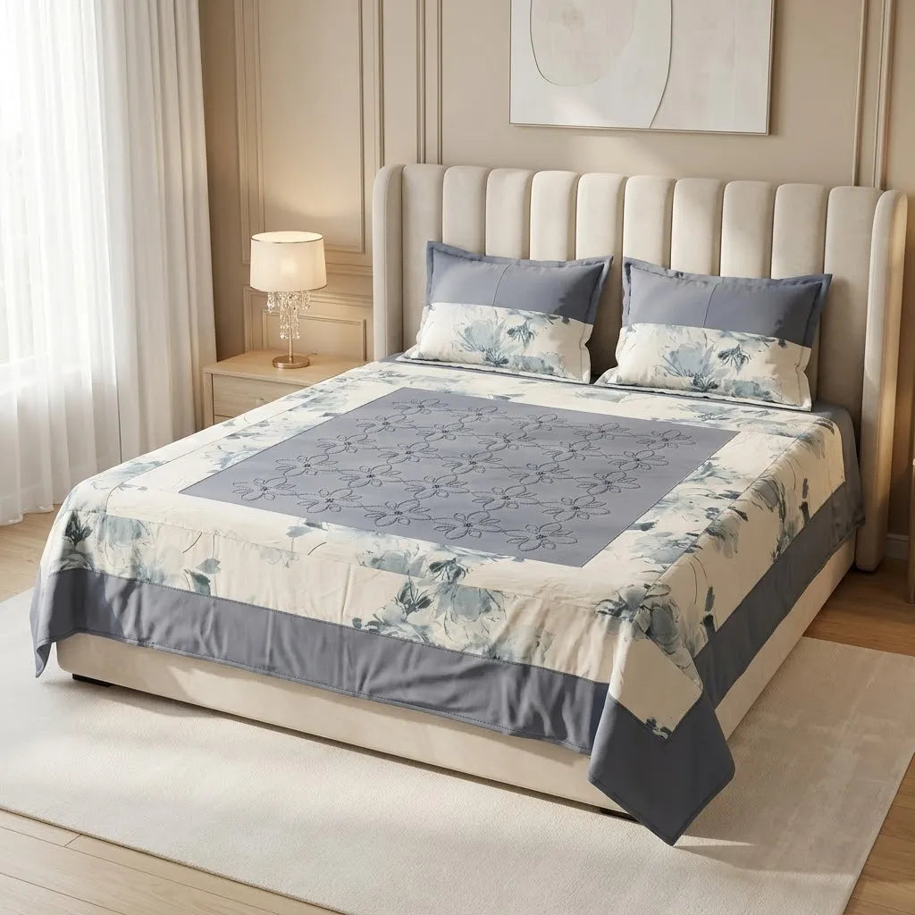 Patched Bedsheet by Pinsstripe– For Double Bed-100% Cotton