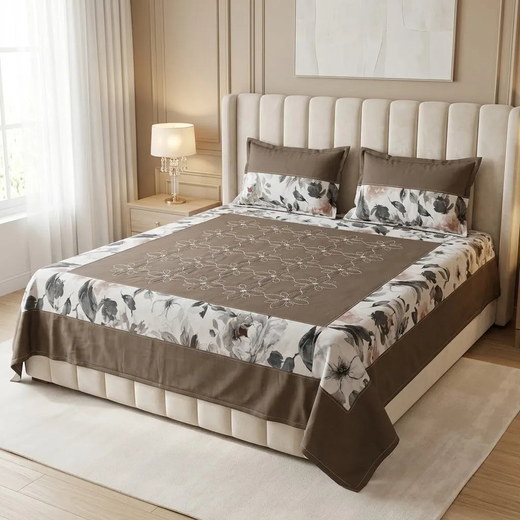 Patched Bedsheet by Pinsstripe– For Double Bed-100% Cotton