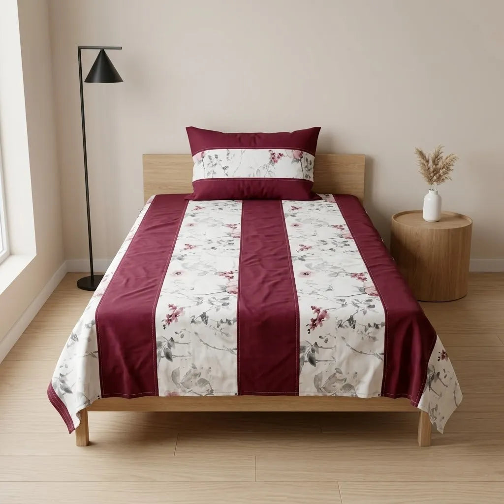 Patched Bedsheet by Pinsstripe – Single Bed, 100% Cotton