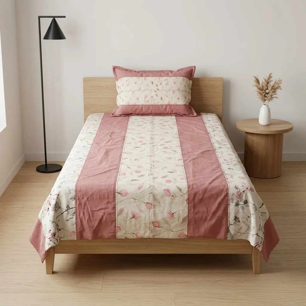 Patched Bedsheet by Pinsstripe – Single Bed, 100% Cotton