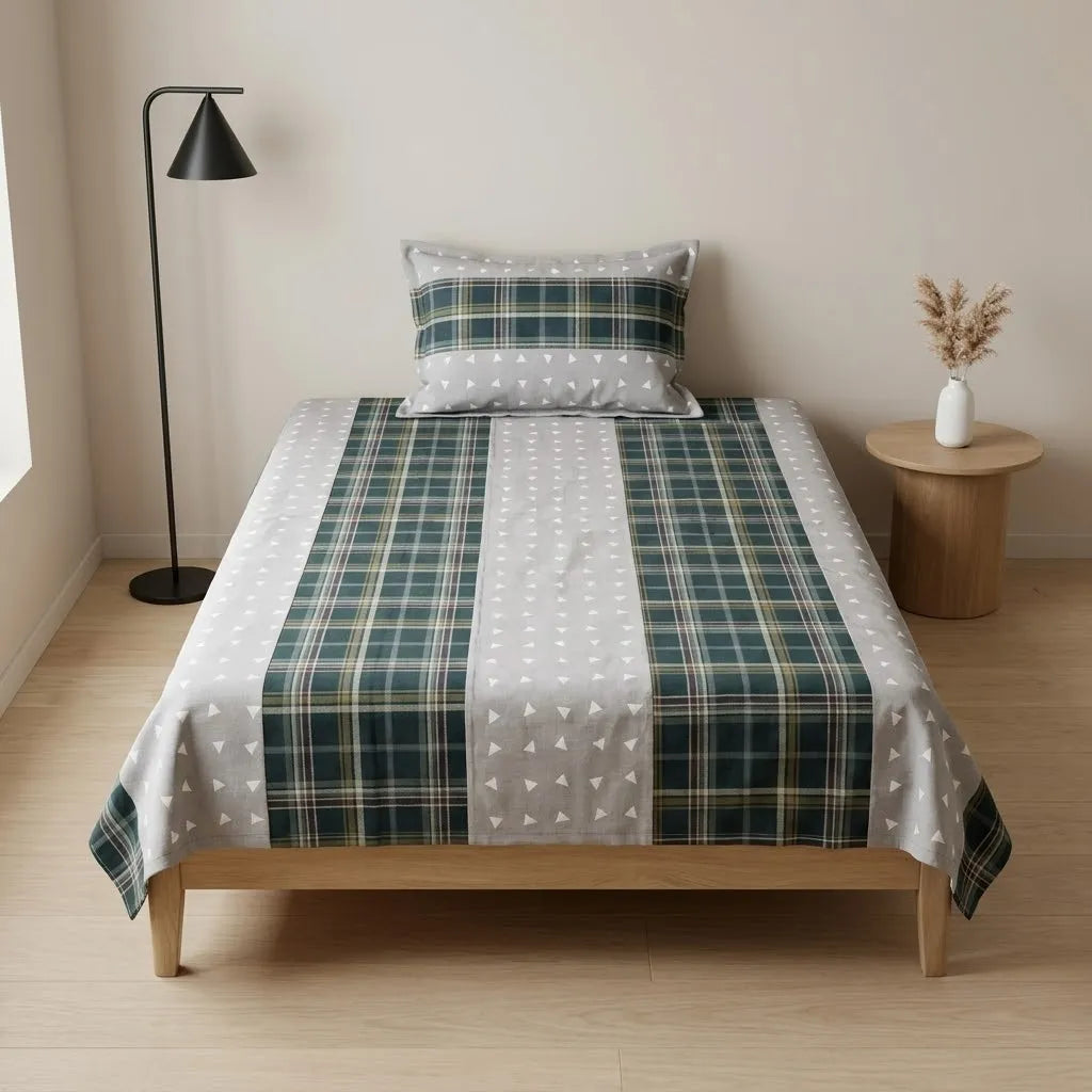 Patched Bedsheet by Pinsstripe – Single Bed, 100% Cotton