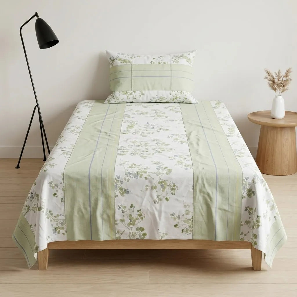 Patched Bedsheet by Pinsstripe – Single Bed, 100% Cotton