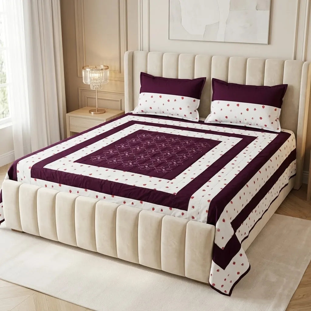 Patched Bedsheet by Pinsstripe– For Double Bed-100% Cotton