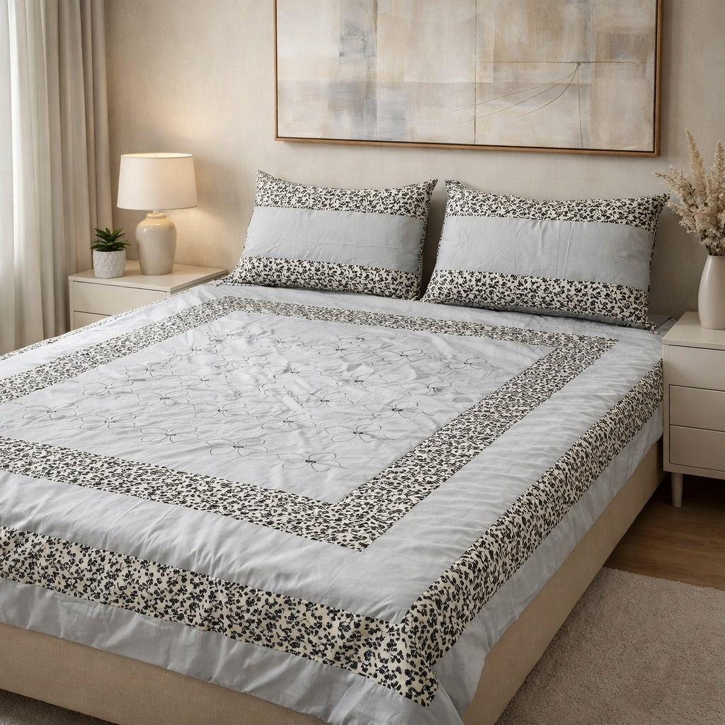 Patched Bedsheet by Pinsstripe– For Double Bed-100% Cotton