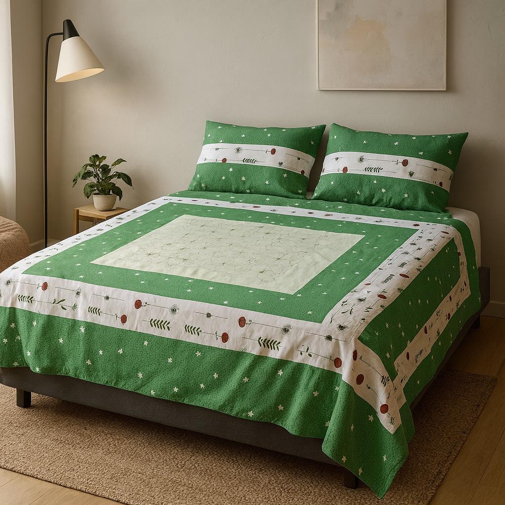 Patched Bedsheet by Pinsstripe– For Double Bed-100% Cotton