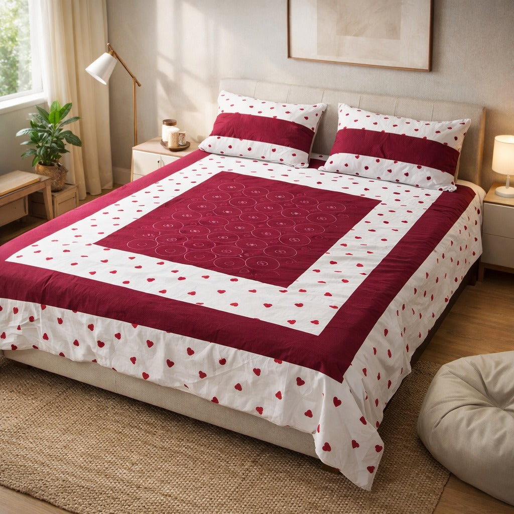 Patched Bedsheet by Pinsstripe– For Double Bed-100% Cotton