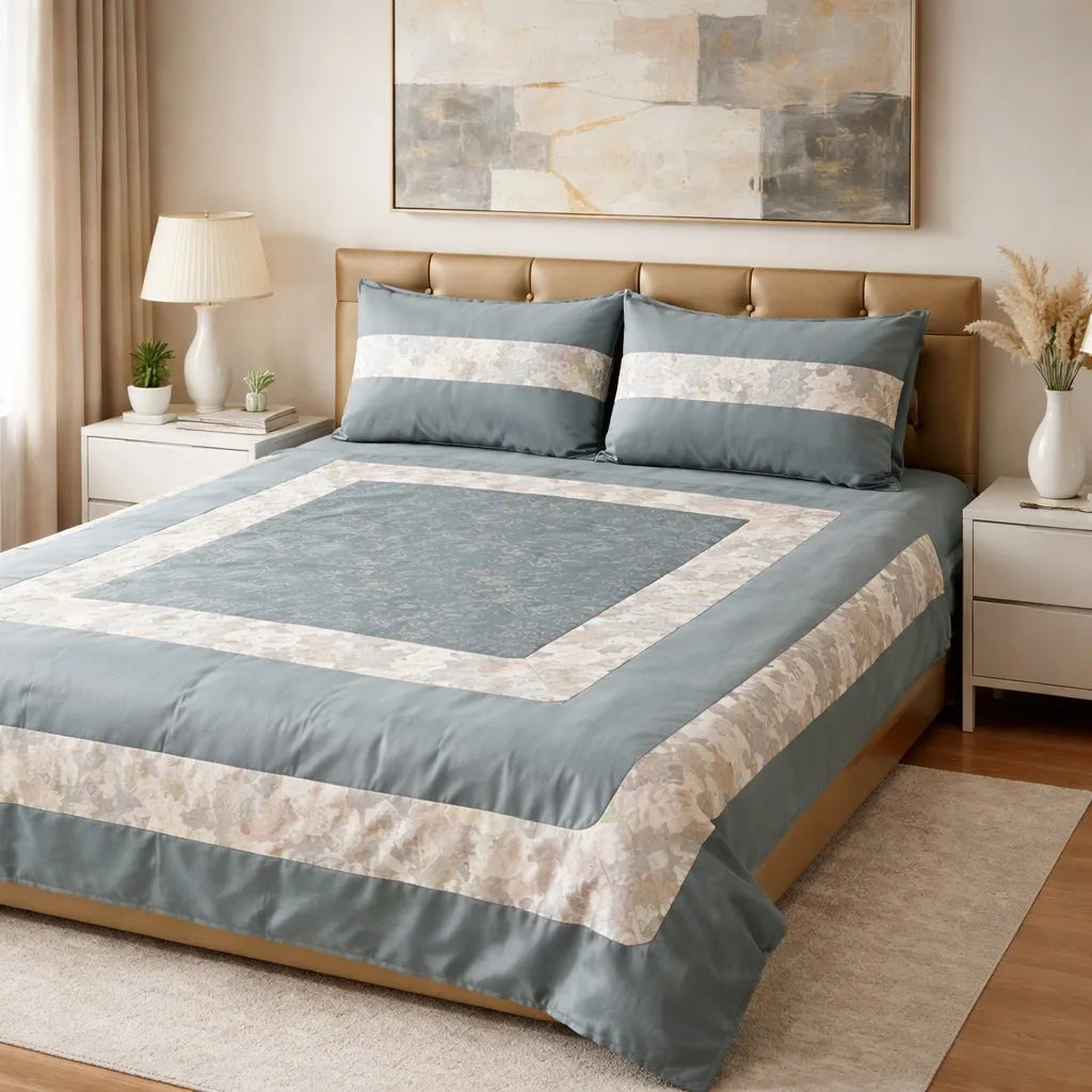 Patched Bedsheet by Pinsstripe– For Double Bed-100% Cotton