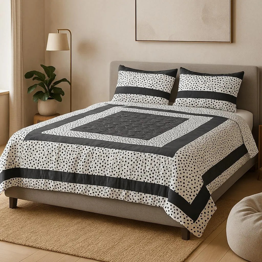 Patched Bedsheet by Pinsstripe– For Double Bed-100% Cotton