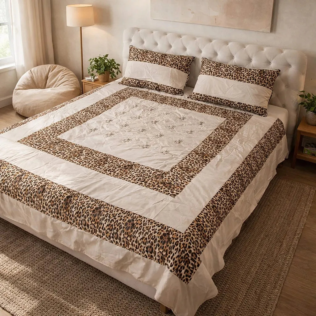 Patched Bedsheet by Pinsstripe– For Double Bed-100% Cotton