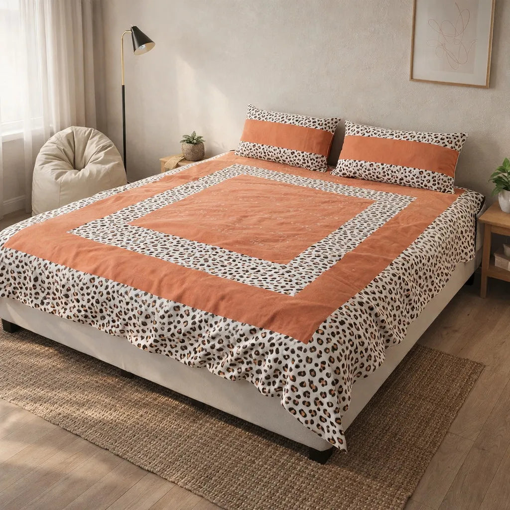 Patched Bedsheet by Pinsstripe– For Double Bed-100% Cotton