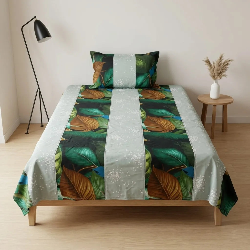 Patched Bedsheet by Pinsstripe – Single Bed, 100% Cotton