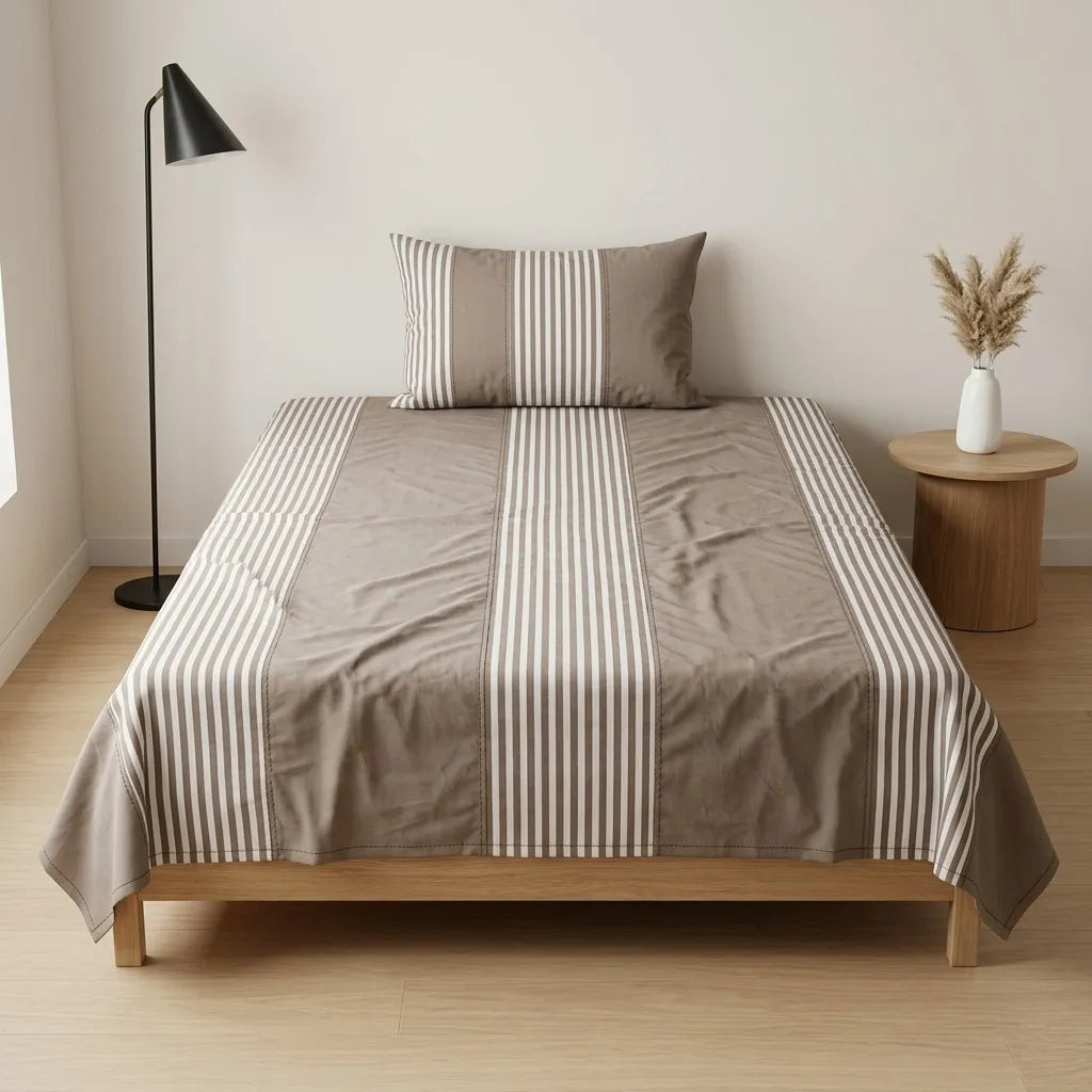 Patched Bedsheet by Pinsstripe – Single Bed, 100% Cotton
