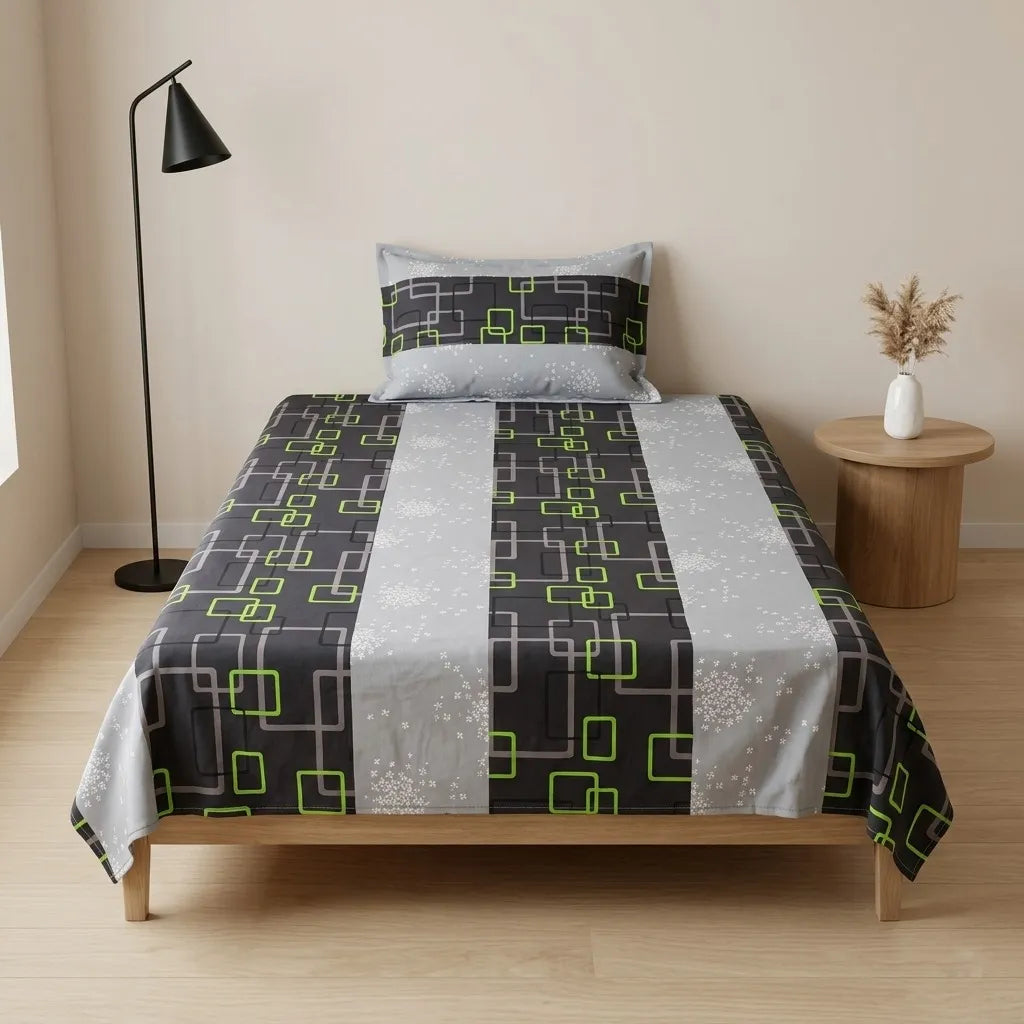 Patched Bedsheet by Pinsstripe – Single Bed, 100% Cotton