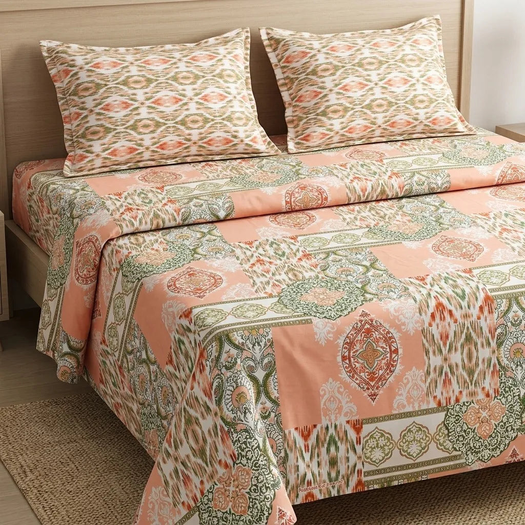 Printed Bedsheet DoubleBed 100% Cotton by Pinsstripe