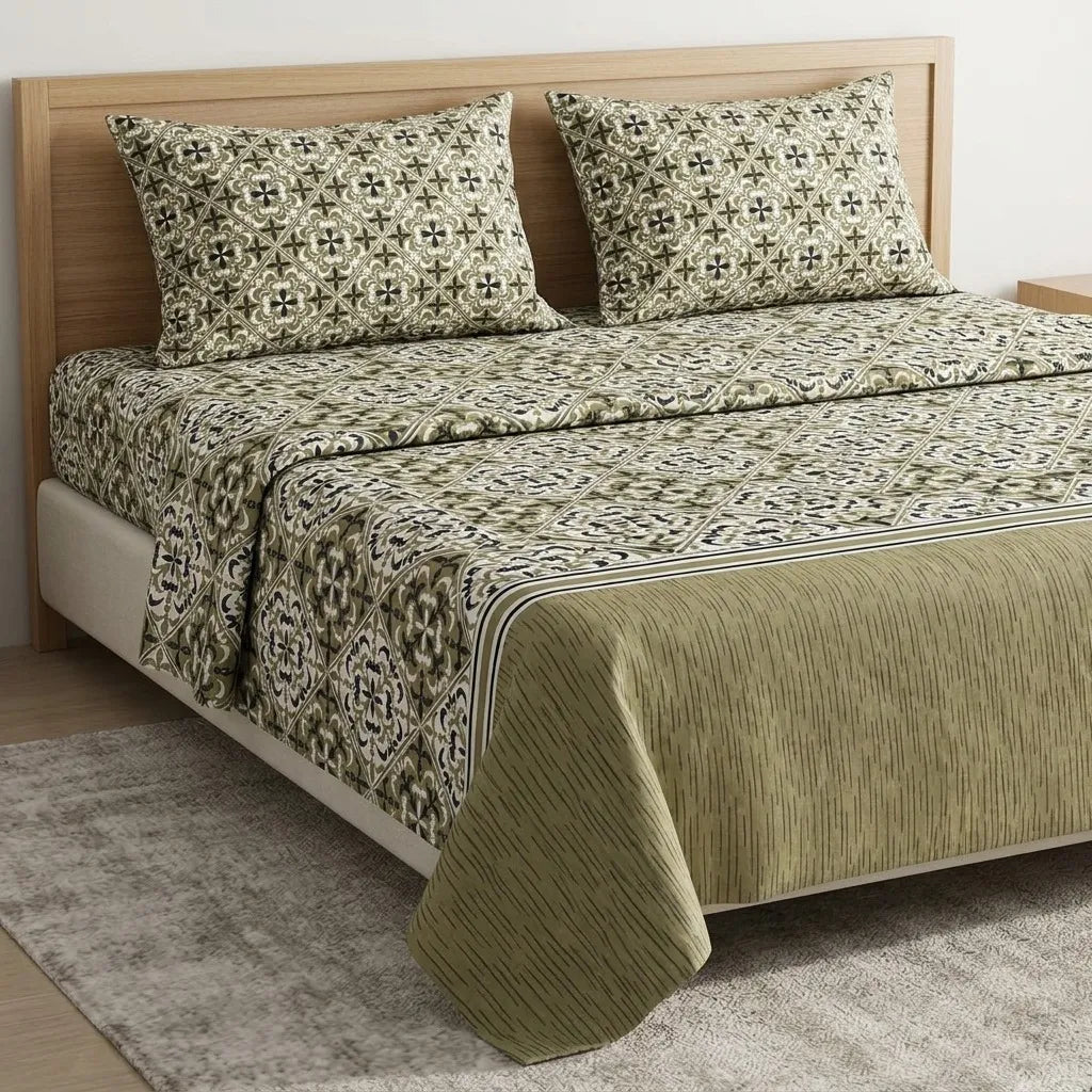 Printed Bedsheet DoubleBed 100% Cotton by Pinsstripe