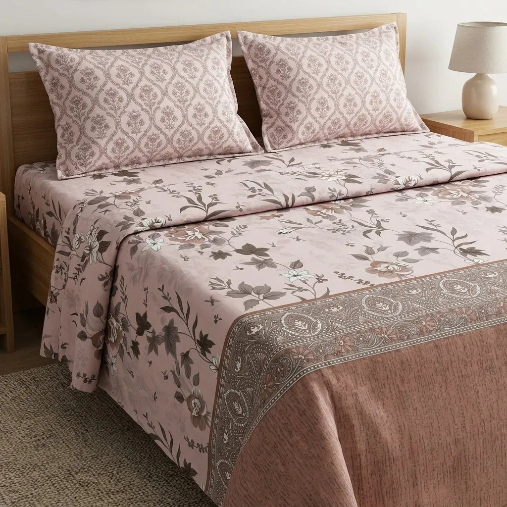 Printed Bedsheet DoubleBed 100% Cotton by Pinsstripe