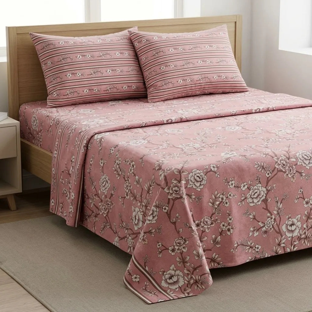 Printed Bedsheet DoubleBed 100% Cotton by Pinsstripe