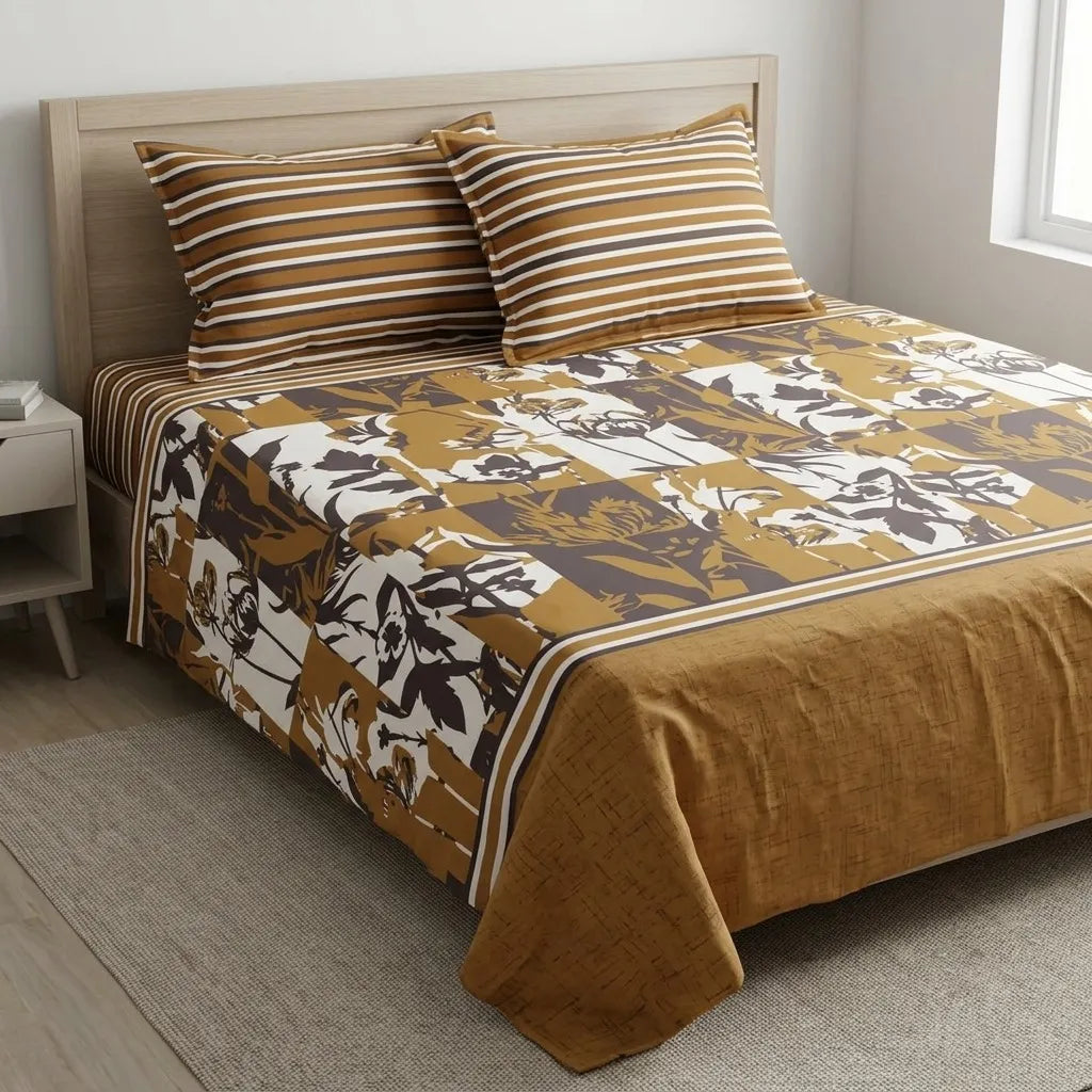 Printed Bedsheet DoubleBed 100% Cotton by Pinsstripe