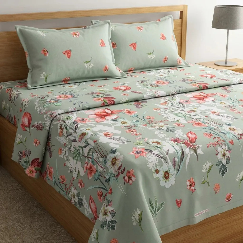 Printed Bedsheet DoubleBed 100% Cotton by Pinsstripe