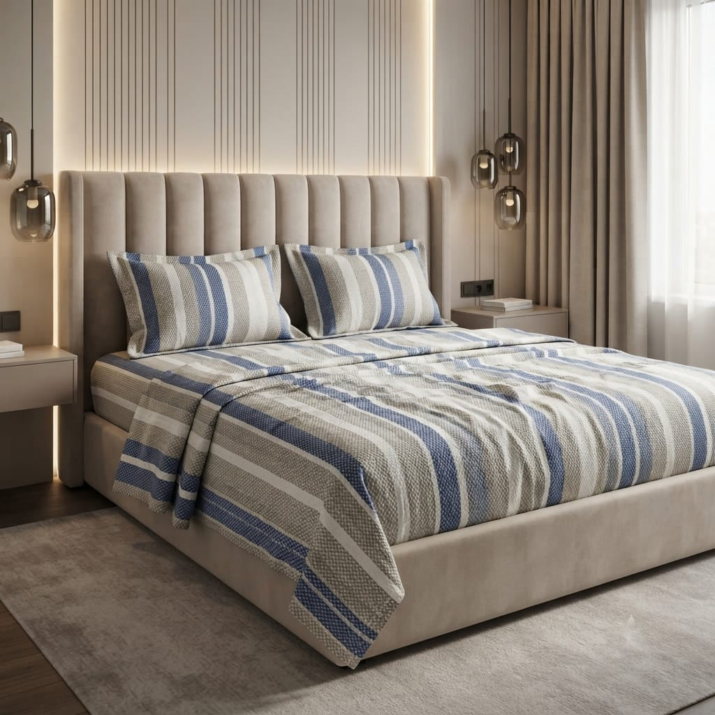 Printed Bedsheet DoubleBed 100% Cotton by Pinsstripe