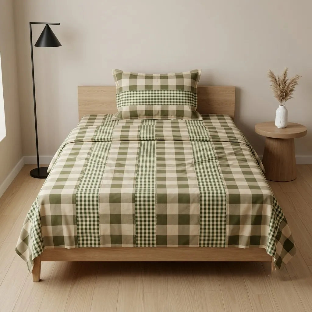 Patched Bedsheet by Pinsstripe – Single Bed, 100% Cotton
