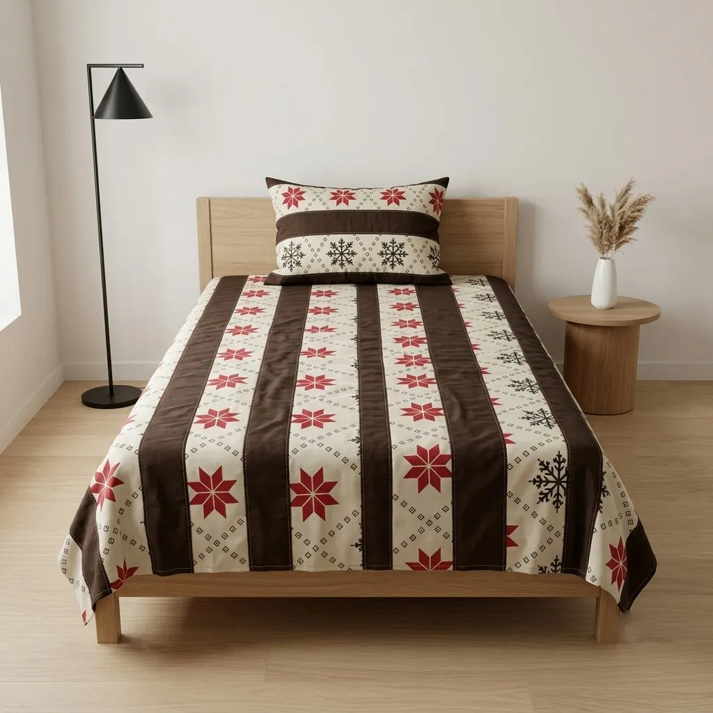 Patched Bedsheet by Pinsstripe – Single Bed, 100% Cotton