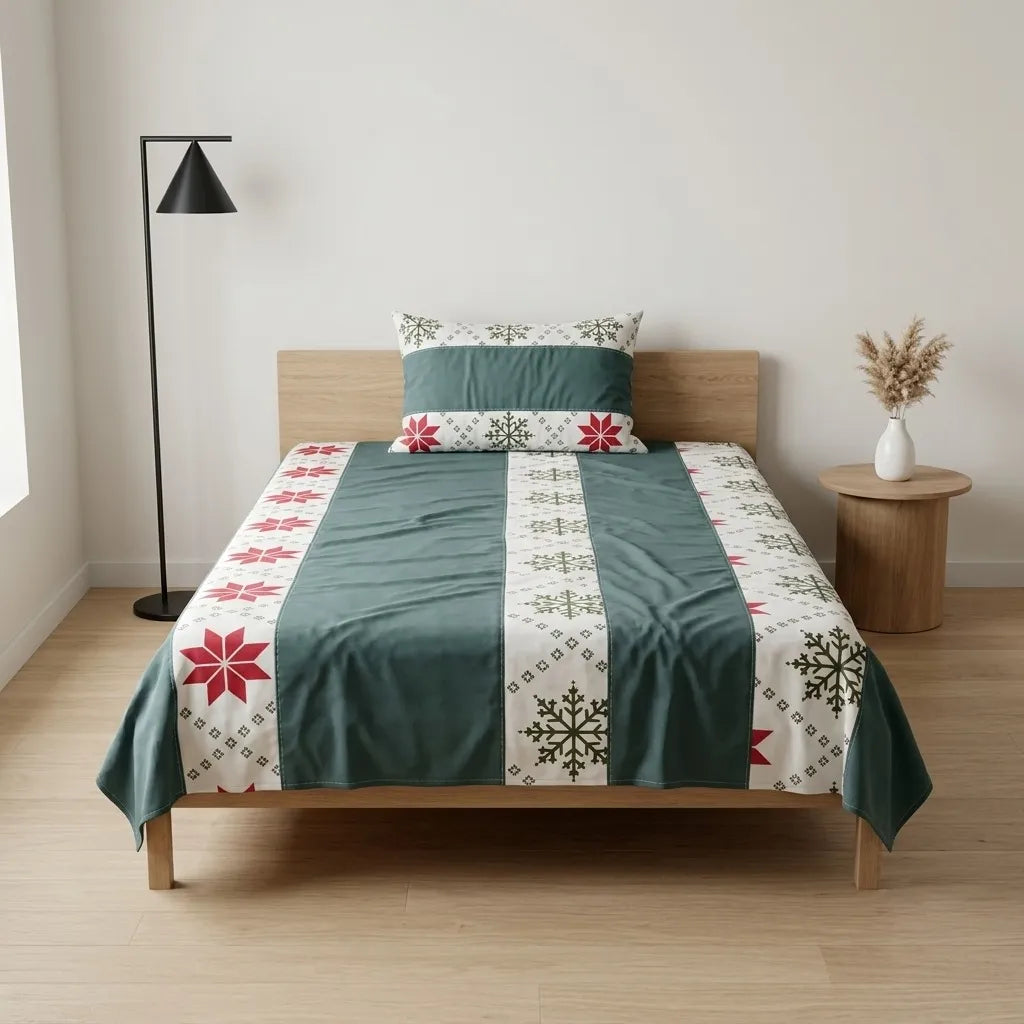 Patched Bedsheet by Pinsstripe – Single Bed, 100% Cotton
