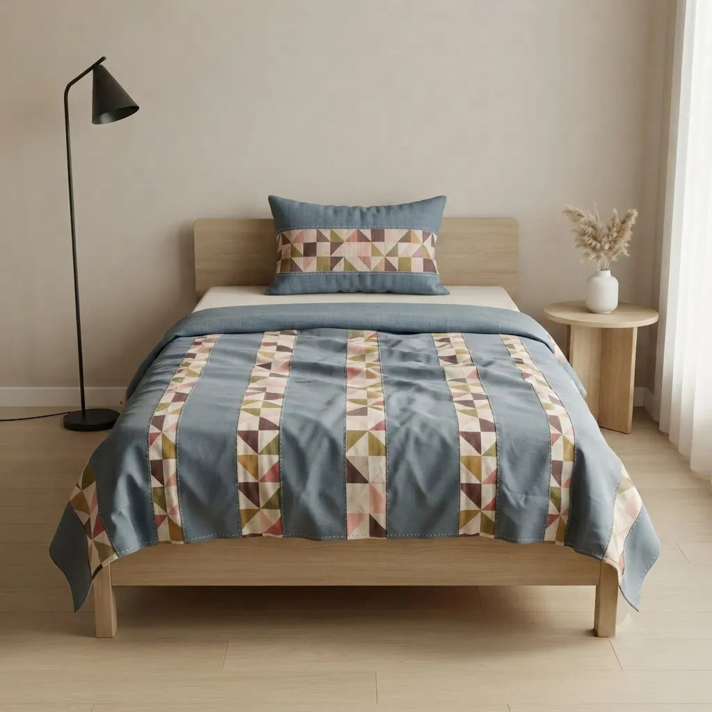 Patched Bedsheet by Pinsstripe – Single Bed, 100% Cotton